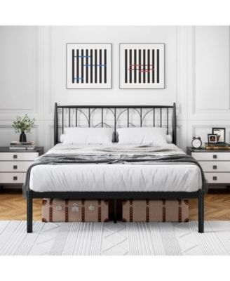 Bed Frame with Headboard, Metal Platform Bed Modern Mattress Foundation with Under Bed Storage, No Box Spring Needed