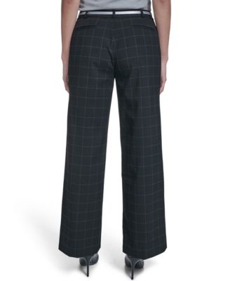 Women's Windowpane Wide-Leg Pants