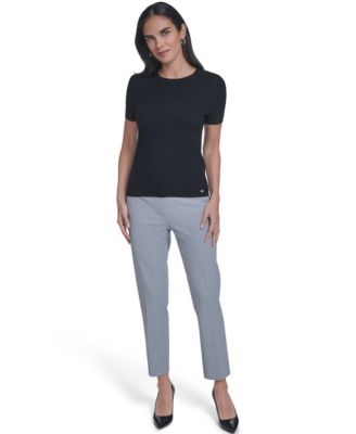 Women's Short-Sleeve Textured Sweater