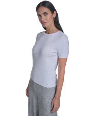 Women's Short-Sleeve Textured Sweater