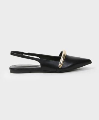Women's Reina Slingback Flats with Gold-Tone Bar Detail