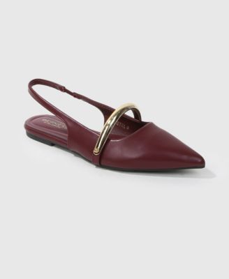 Women's Reina Slingback Flats with Gold-Tone Bar Detail