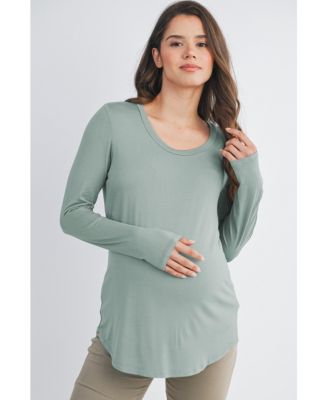 Maternity Casual Scoop Neck Long Sleeve Nursing Top