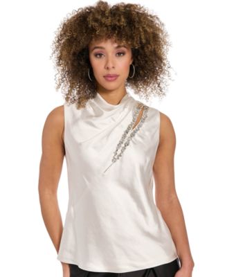 Women's Draped Mock Neck Top
