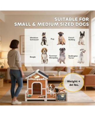 Dog House Outdoor Wooden Dog Shelter in Orange