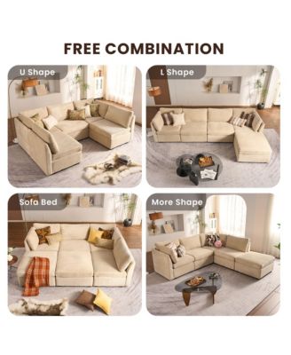 128''×96'' Modular Sectional Sofa , 8-Piece U-Shaped Deep Seat Cloud Couch with Chaise Ottoman