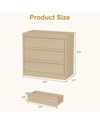 3-Drawer Bedroom Dresser, Compact Oak Nightstand Chest with Spacious Storage for Nursery & Entryway