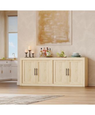 70.8" Sideboard Buffet Cabinet with 4 Doors, Farmhouse Modern Coffee Bar Credenza