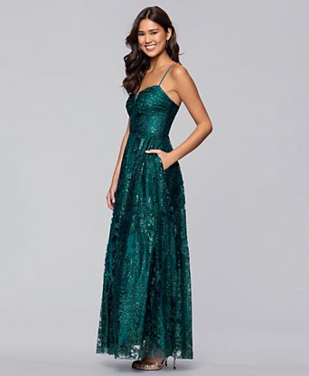 macys green dress Womens Macy's Event Dresses Ladies Dresses Macy's Emerald Cocktail Formal and glitter mesh details Champagne Macy's Formal Dresses Green