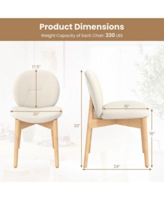 2PCS Wooden Dining Chairs Soft Boucle Upholstered Kitchen Chairs w/ Curved Seat