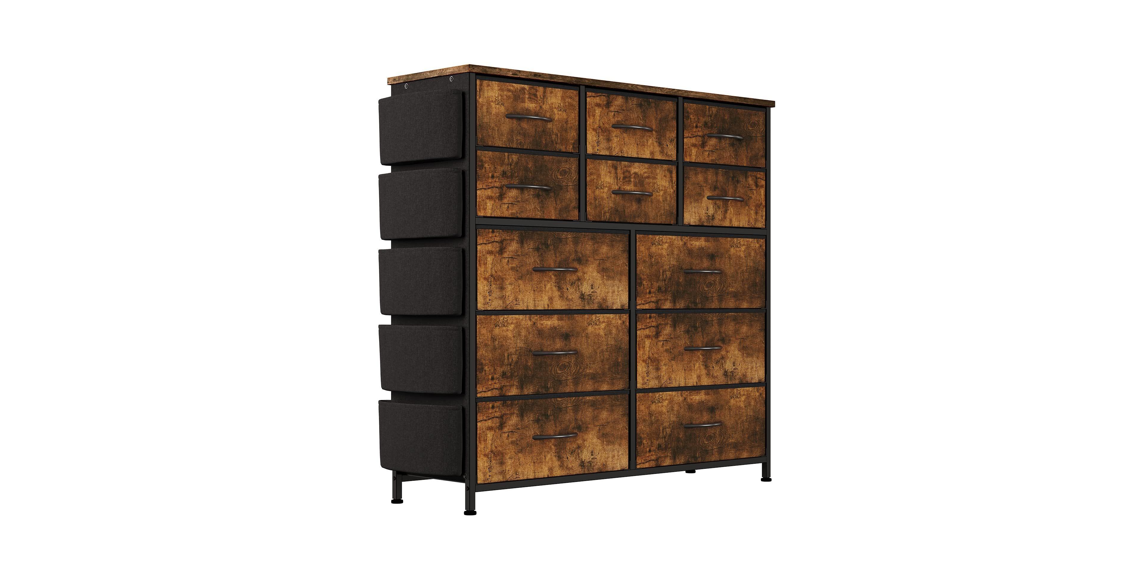 gaomon 12-Drawer Fabric Dresser for Bedroom, Storage Chest of Drawers, Brown
