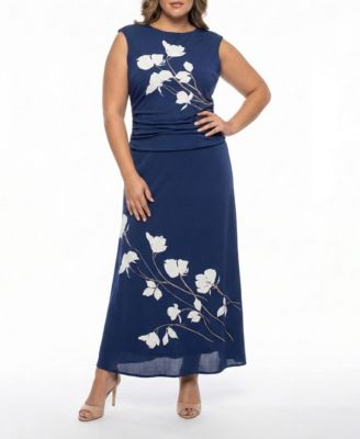 Plus Size Cap-Sleeve Printed Dress