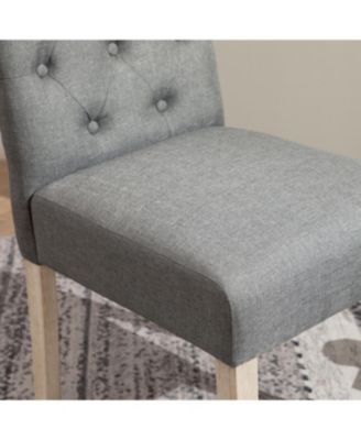 Banff 5-piece Dining Set, Cross-Buck Round Table with 4 Tufted Chairs, Gray