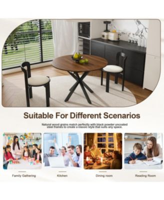 Streamdale Extendable Round Dining Table, 6-Person, Wood Veneer, 42-58 Inches