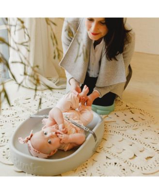 Diaper Changing Pad, Ergonomic Baby Changing Mat with Safety Belt, Gray