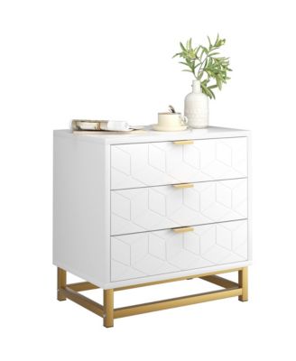 3 Drawer Dresser with Metal Legs, Wood Storage Chest Organizer for Bedroom, Living Room, Hallway, White