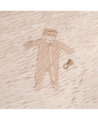 Baby Girls Grey by Everly Grey Zip Long Sleeve Footie & Head Wrap Set