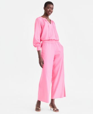 Women's Long Sleeve Linen-Blend Blouse