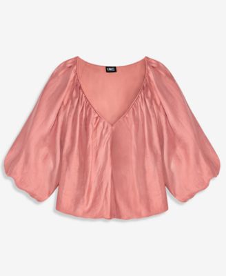 Women's 3/4 Sleeve Bubble-Hem Blouse