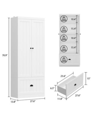 27.6'' W x 70.9'' H White Freestanding Utility Storage Cabinet, Pantry