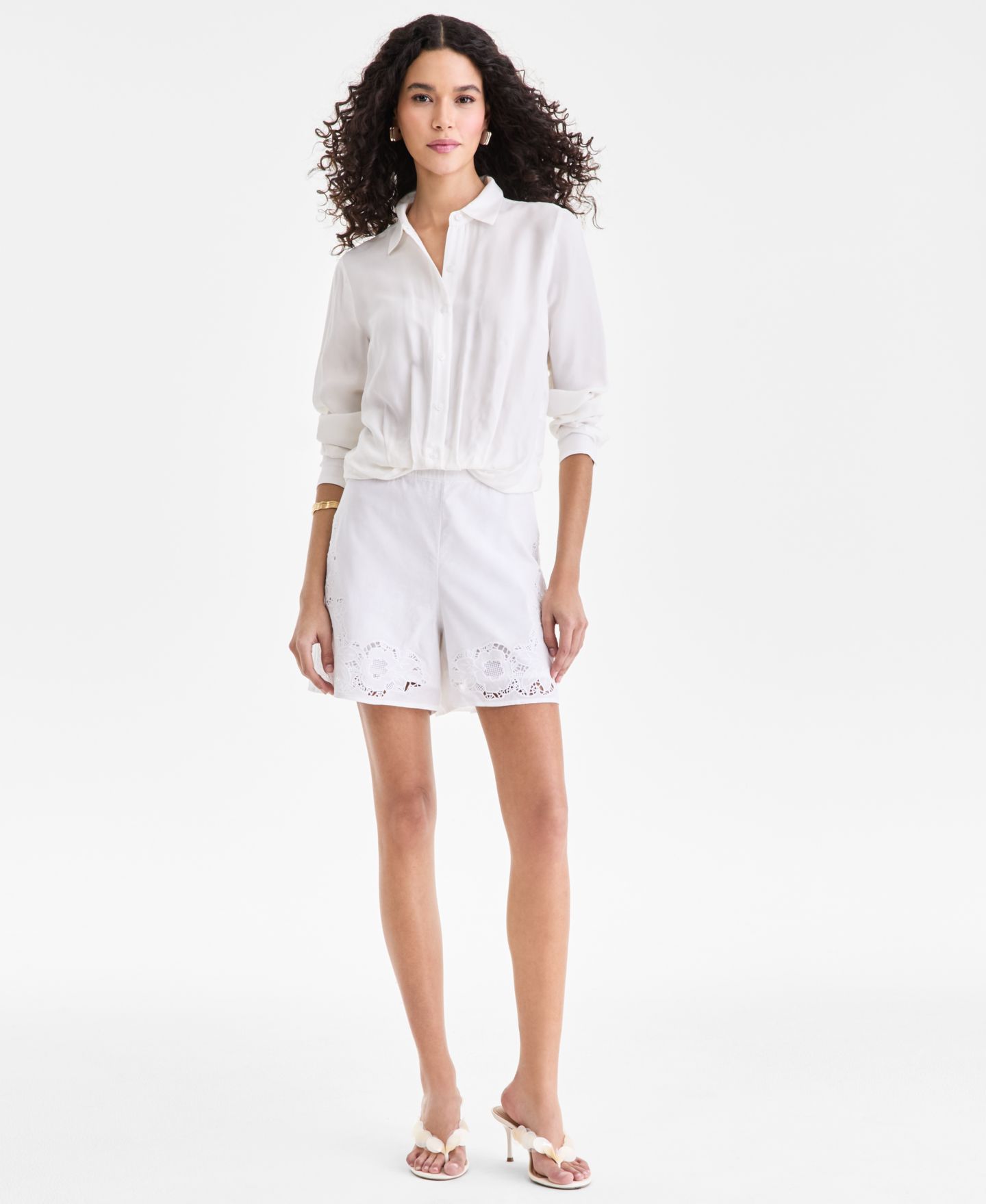 Женские шорты I.N.C. International Concepts Lace Trim, цвет: Яркий белый — фото 3