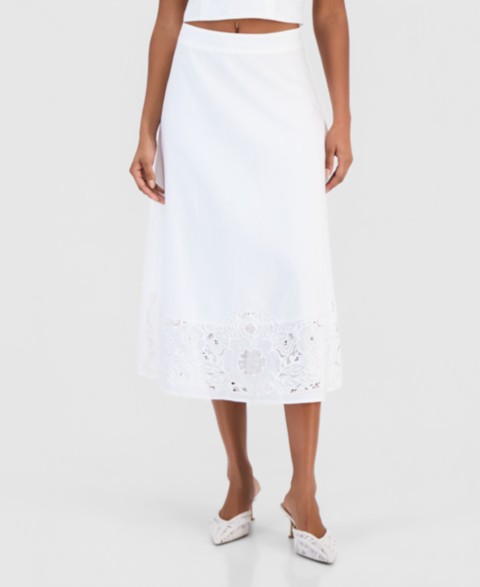 Женские юбки I.N.C. International Concepts Women's Floral Lace-Trim Midi Skirt