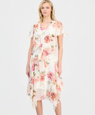 Women's Handkerchief-Hem Chiffon-Jacket Dress