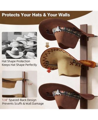 Wooden + Metal Cowboy Hat Rack - DIY Wall Mount for 6 Hats