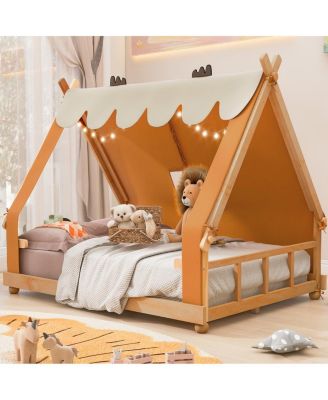 Full Size House Bed with Tent and Light