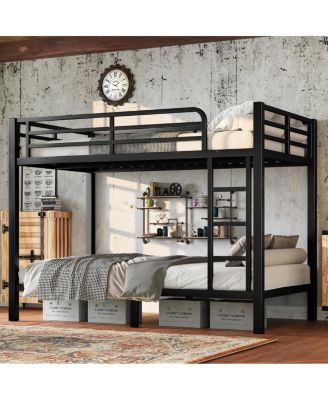 Metal Twin over Twin Bunk Bed, Space-Saving, Noise Reduced, Black