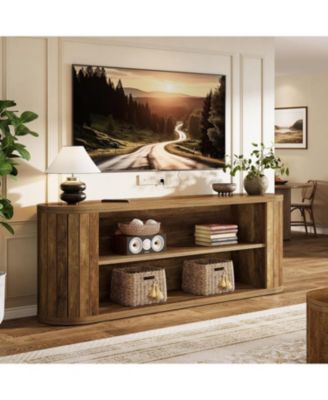 TV Stand for 55/60/65/75-Inch TVs, Farmhouse Entertainment Center with 3-Tier Storage Shelf, 63" TV Consoles for Living Room, Bedroom