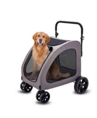 Heavy-Duty Pet Stroller Holds 160lbs - 4-Wheel Smooth Ride & Portable Carrier