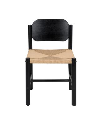 Streamdale Wooden Dining Chairs with Beige Paper Rope Seat, Set of 2