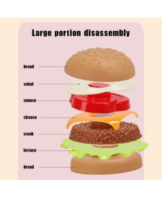 30-Piece Pretend Play Fast Food Set for Kids with Hamburger, Fries, Hot Dog & Waffle