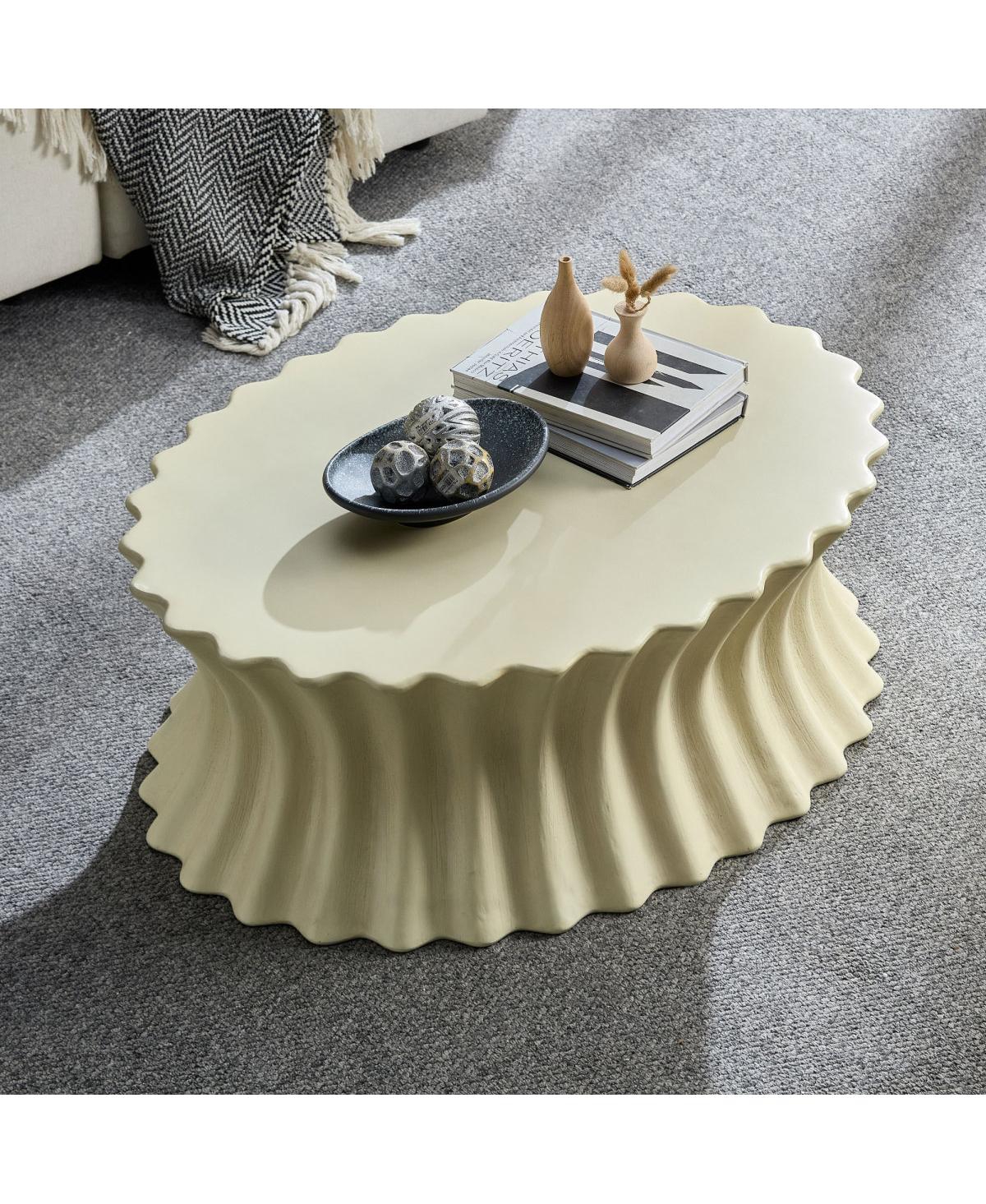 Streamdale Furniture Oval Coffee Table Vintage Sturdy Fiberglass No Assembly