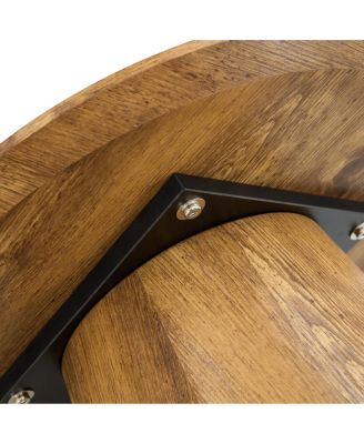 Wood Grain MDF Round Coffee Table - 19.6" D, 18.8" H