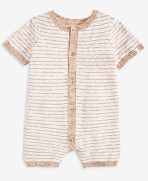 Комбинезон First Impressions Striped Knit Cotton Romper для мальчиков-малышей, цвет: Hummus