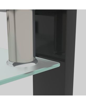 Streamdale Rectangle Glass Coffee Table, Clear, Modern Side Center Table