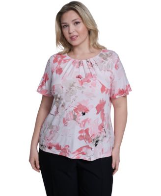 Plus Size Knit Short-Sleeve Crew Neck Top