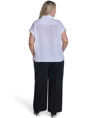 Plus Size Short-Sleeve Camp Button-Down Shirt