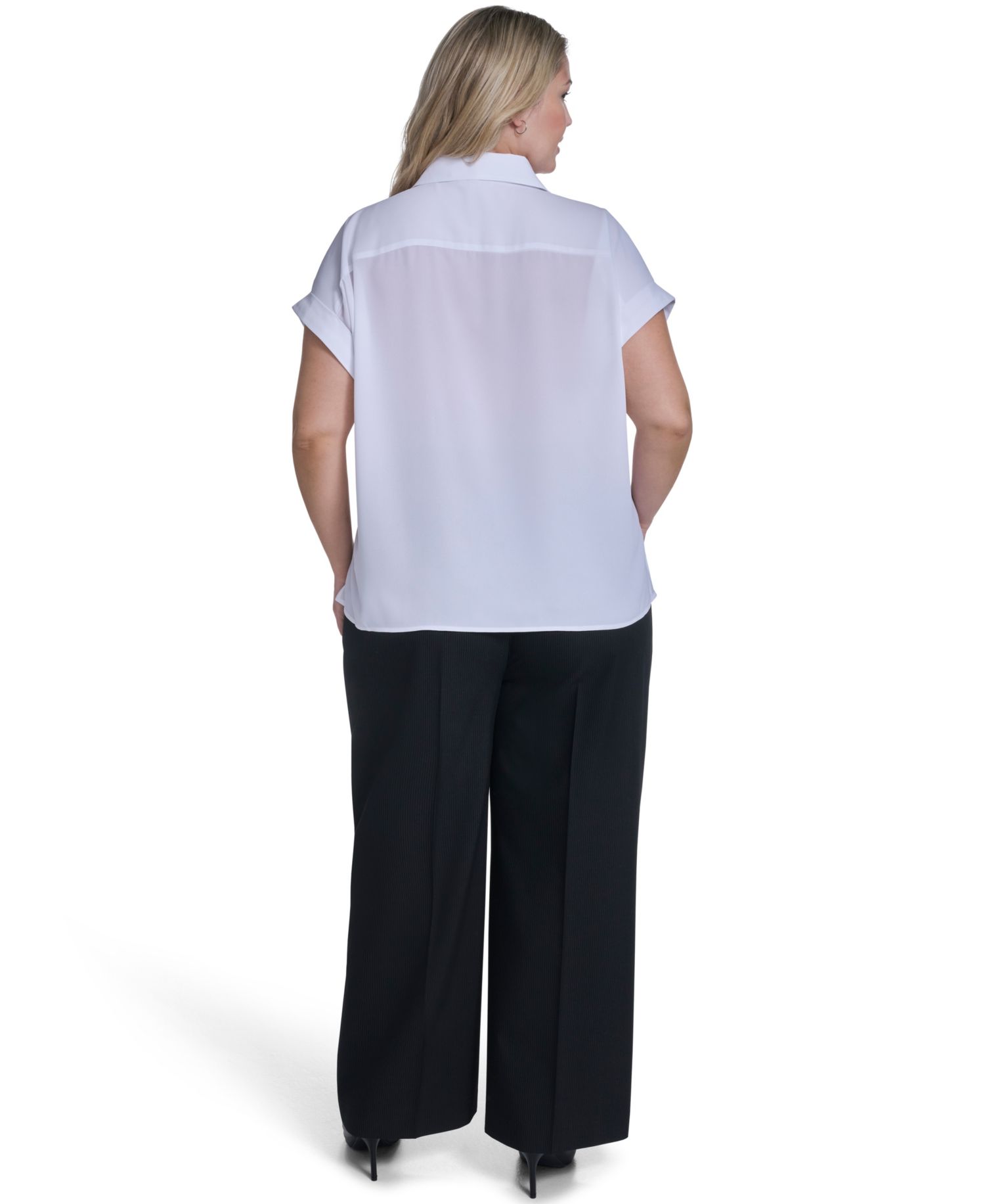 Plus Size Short-Sleeve Camp Button-Down Shirt