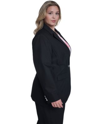 Plus Size One-Button Notch Collar Jacket