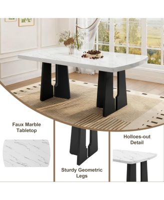 63" Modern Faux Marble Dining Table
