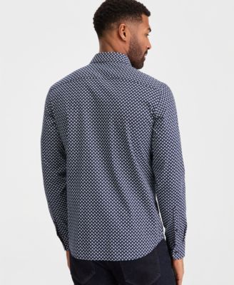 Men's Slim-Fit Foulard Print Button-Up Shirt 