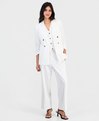Bar III Women's Ruched-Sleeve Open-Front Linen Blazer, Exclusively at Macy's