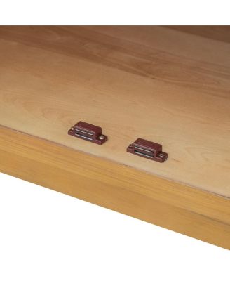 4-Door Large Storage Sideboard Buffet Cabinet with Glass Doors (Natural Wood