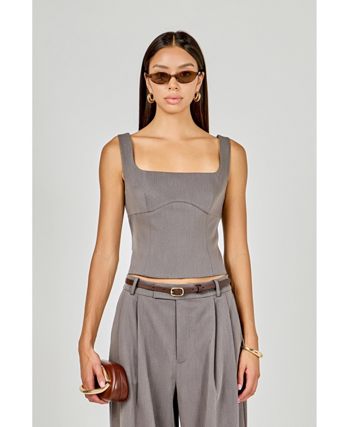 endless rose Women's Back Bow Sleeveless Fitted Top