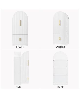  72" Arched Kitchen Pantry Cabinet with 8