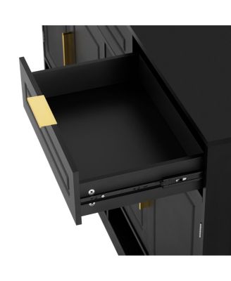  Farmhouse Sideboard with 3 Drawers, 4 Doors, 59.1" Storage Buffet