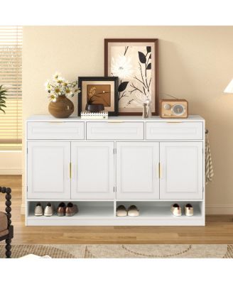  Farmhouse Sideboard with 3 Drawers, 4 Doors, 59.1" Storage Buffet